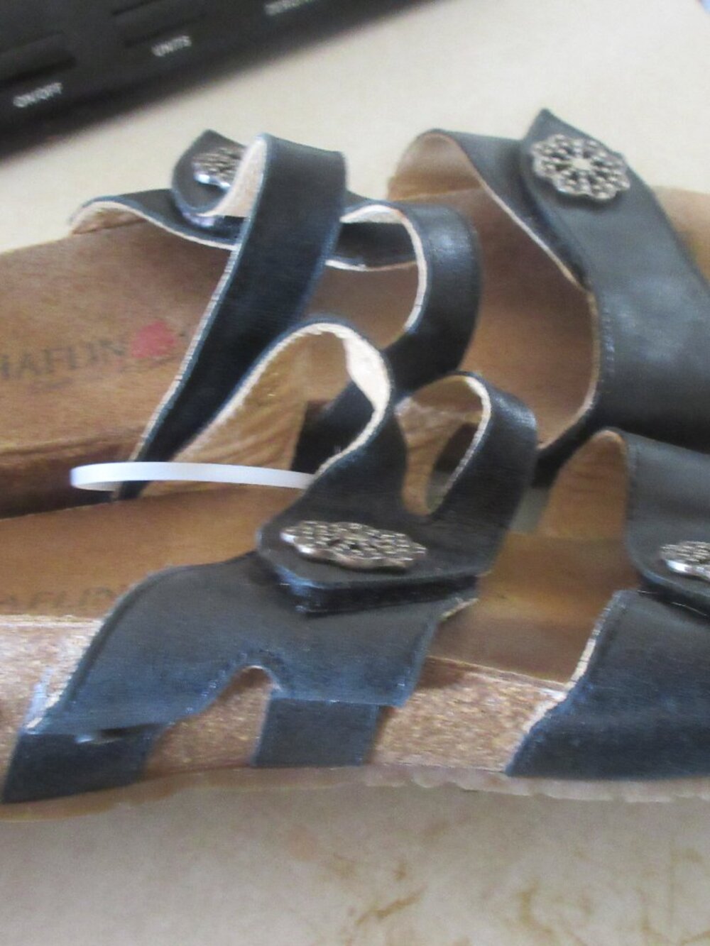 Haflinger Women's Black strap cork comfort  Sandals 38 / 7.5